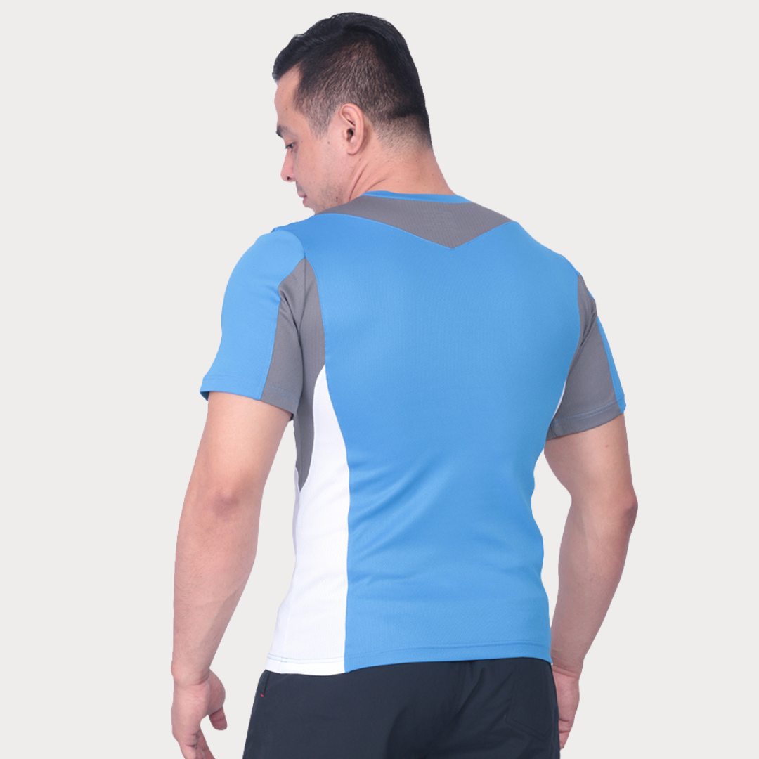 Short Sleeve Activewear / Sportswear - Men's Color Block T-Shirt - S / Sports Blue - Outperformer