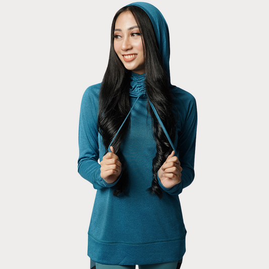 Hoodie Activewear / Sportswear - Women's Lite Long Sleeve Hoodie - S / Teal Heather - Outperformer