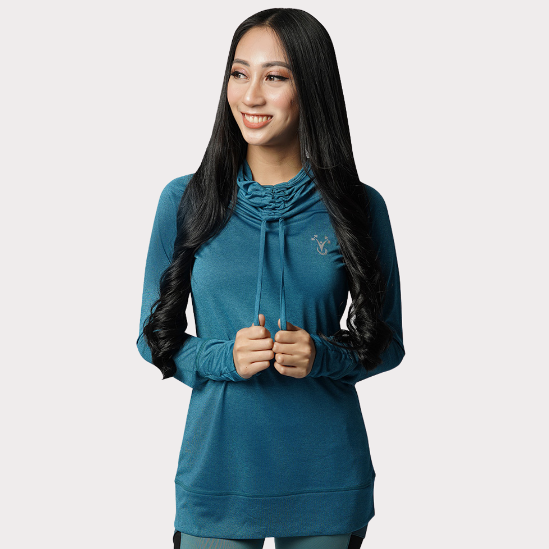 Hoodie Activewear / Sportswear - Women's Lite Long Sleeve Hoodie - S / Teal Heather - Outperformer