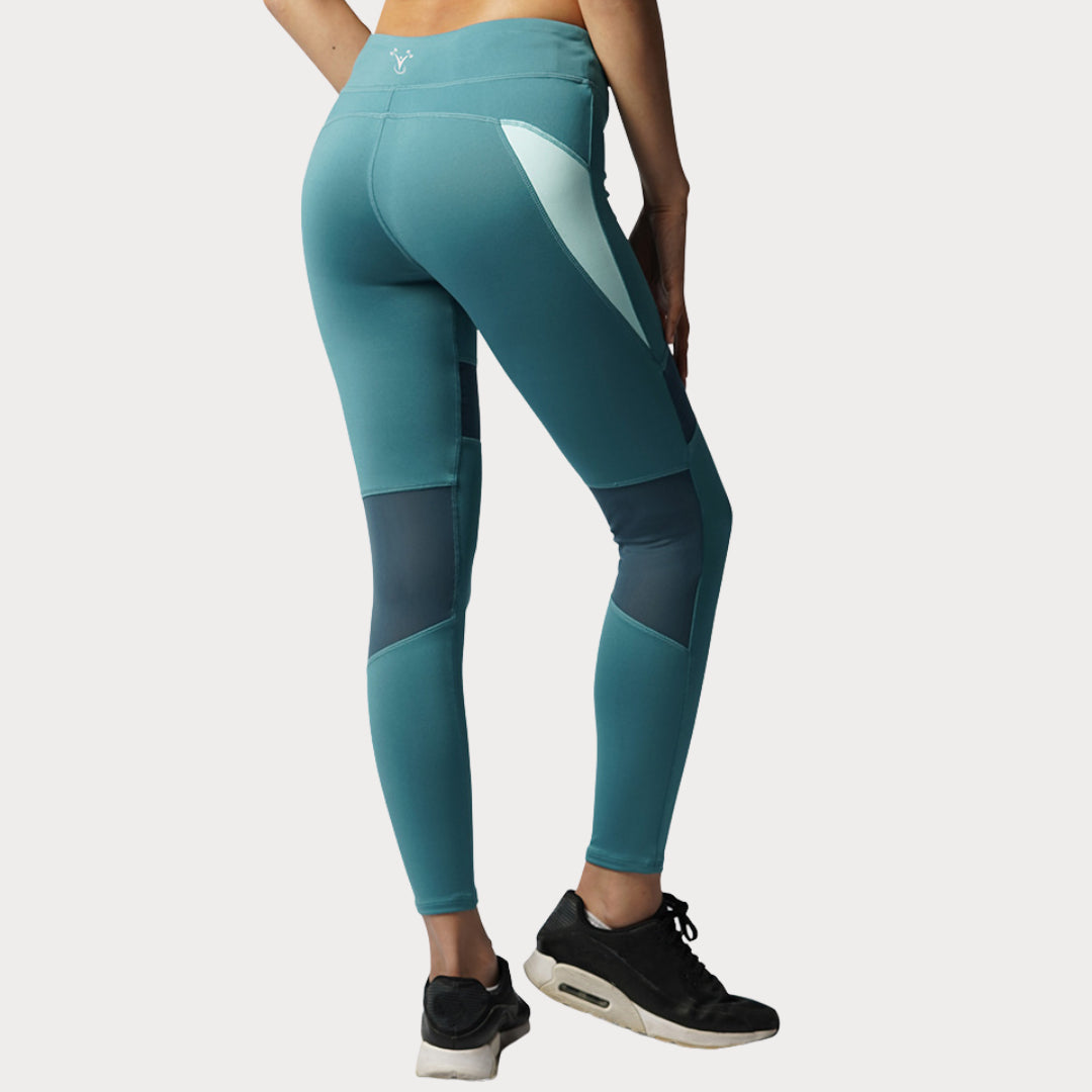 Capri & Leggings Activewear / Sportswear - Women's Classic Mid-Rise Mesh Leggings - S / Aqua Tonic - Outperformer