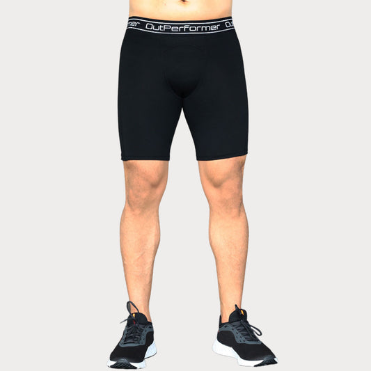 Compression Shorts Activewear / Sportswear - Men's Compression Wordmark Shorts - S / Ebony - Outperformer