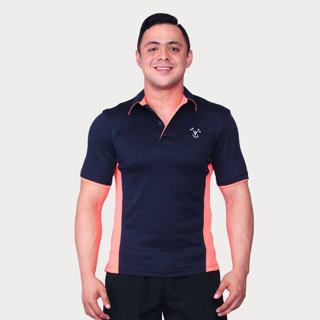 Polo Shirt Activewear / Sportswear - Men's Textured Polo Shirt - S / Neon Orange - Outperformer