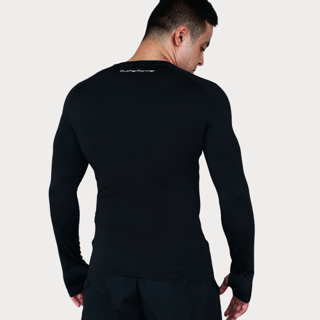 Compression Activewear / Sportswear - Men's Long Sleeve Compression Tee - S / Ebony - Outperformer