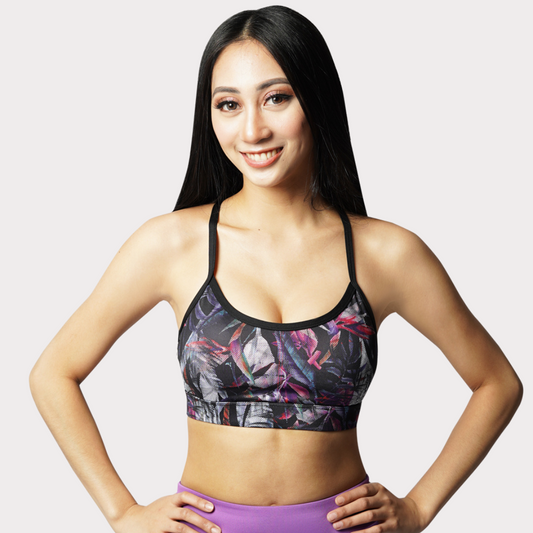 Sports Bra Activewear / Sportswear - Women's Medium Support Crisscross Bra - S / Printed Crocus - Outperformer