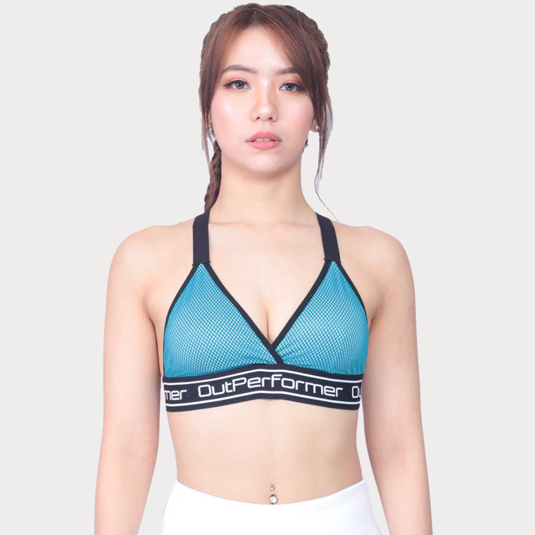 Sports Bra Activewear / Sportswear - Women's Light Support Triangle Mesh Bra - S / Rockin Teal - Outperformer