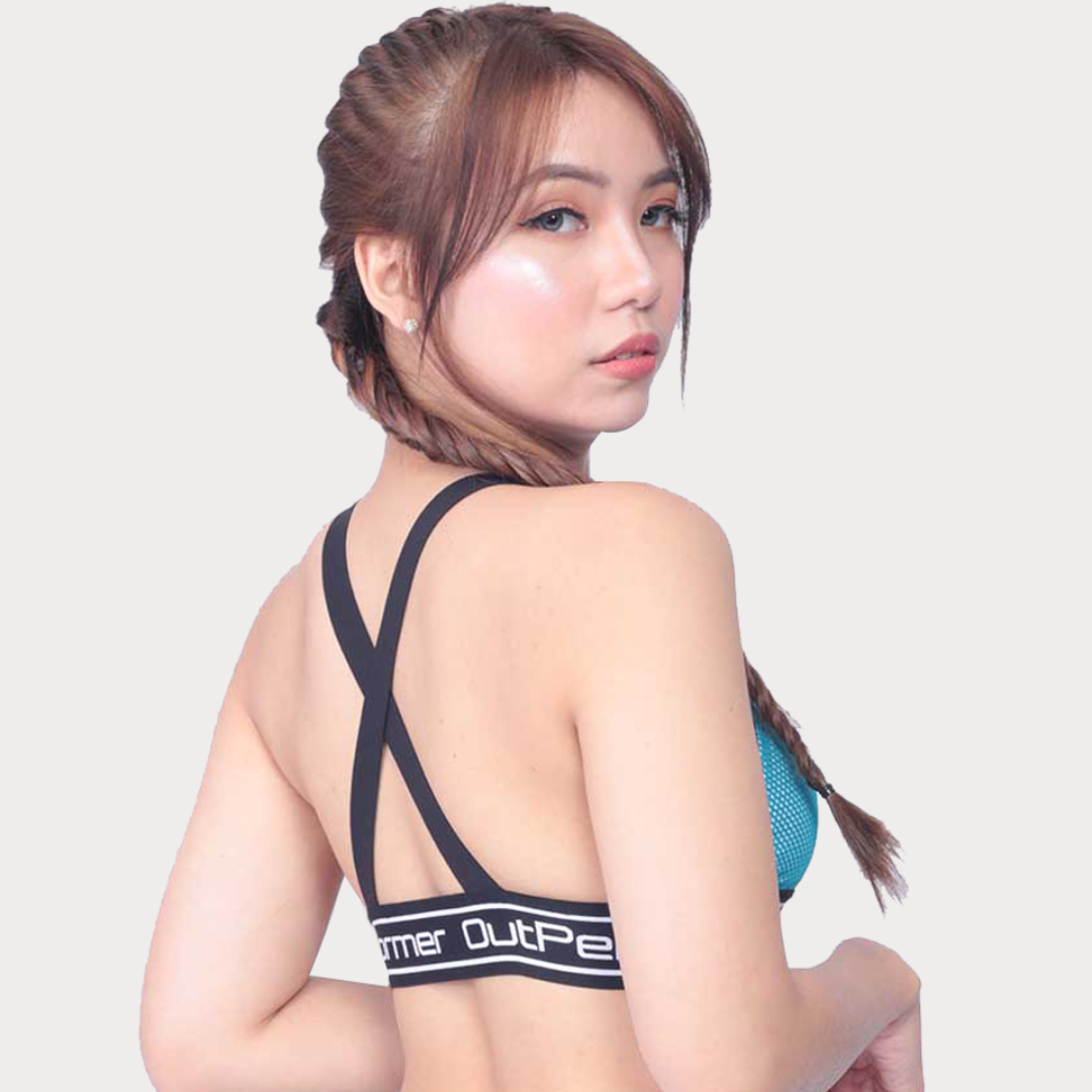 Sports Bra Activewear / Sportswear - Women's Light Support Triangle Mesh Bra - S / Rockin Teal - Outperformer