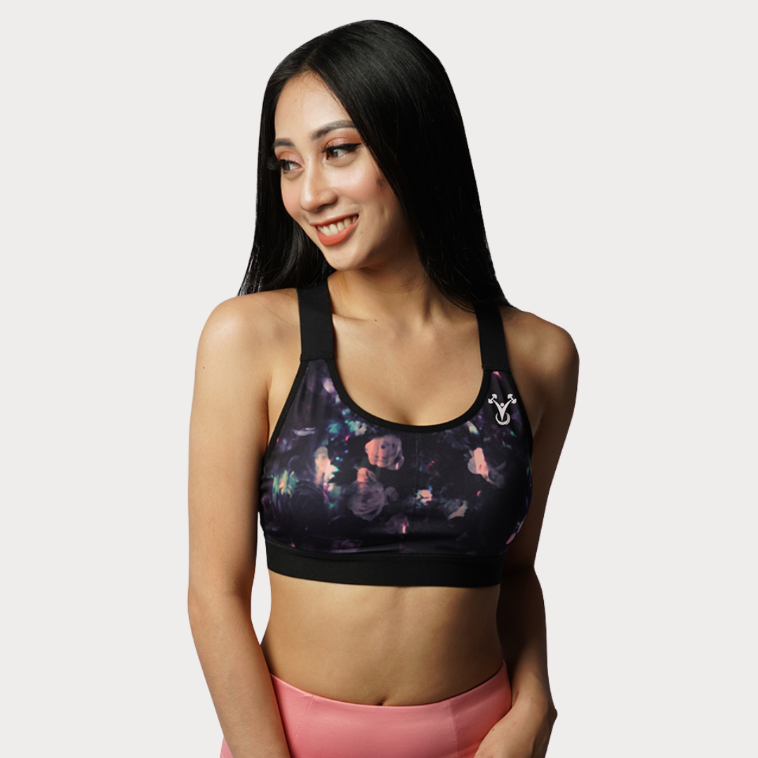 Sports Bra Activewear / Sportswear - Women's Light Support X-Straps Bra - S / Floral - Outperformer