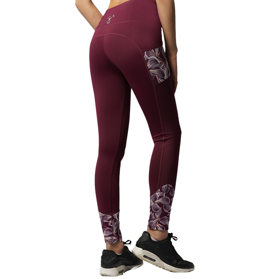 Capri & Leggings Activewear / Sportswear - Women's Contoured High-Rise Leggings w/ Mesh - S / Dark Berry - Outperformer