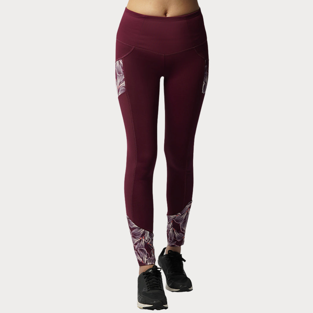 Capri & Leggings Activewear / Sportswear - Women's Contoured High-Rise Leggings w/ Mesh - S / Dark Berry - Outperformer