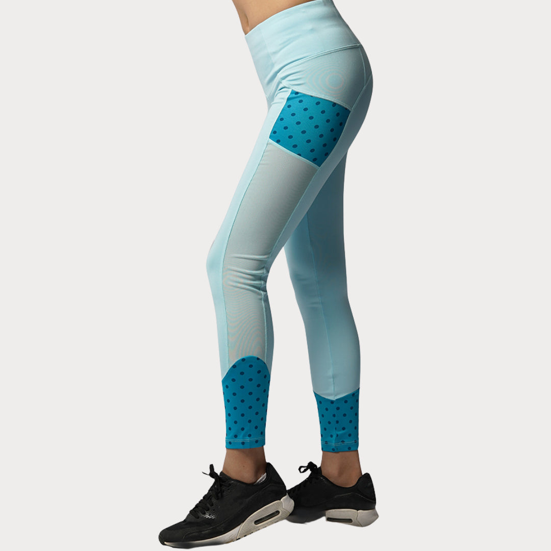 Capri & Leggings Activewear / Sportswear - Women's Contoured High-Rise Leggings w/ Mesh - S / Ice Blue - Outperformer