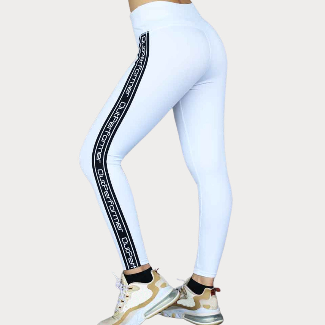 Capri & Leggings Activewear / Sportswear - Women's High-Waist Body Shaper Wordmark Leggings - L / White - Outperformer