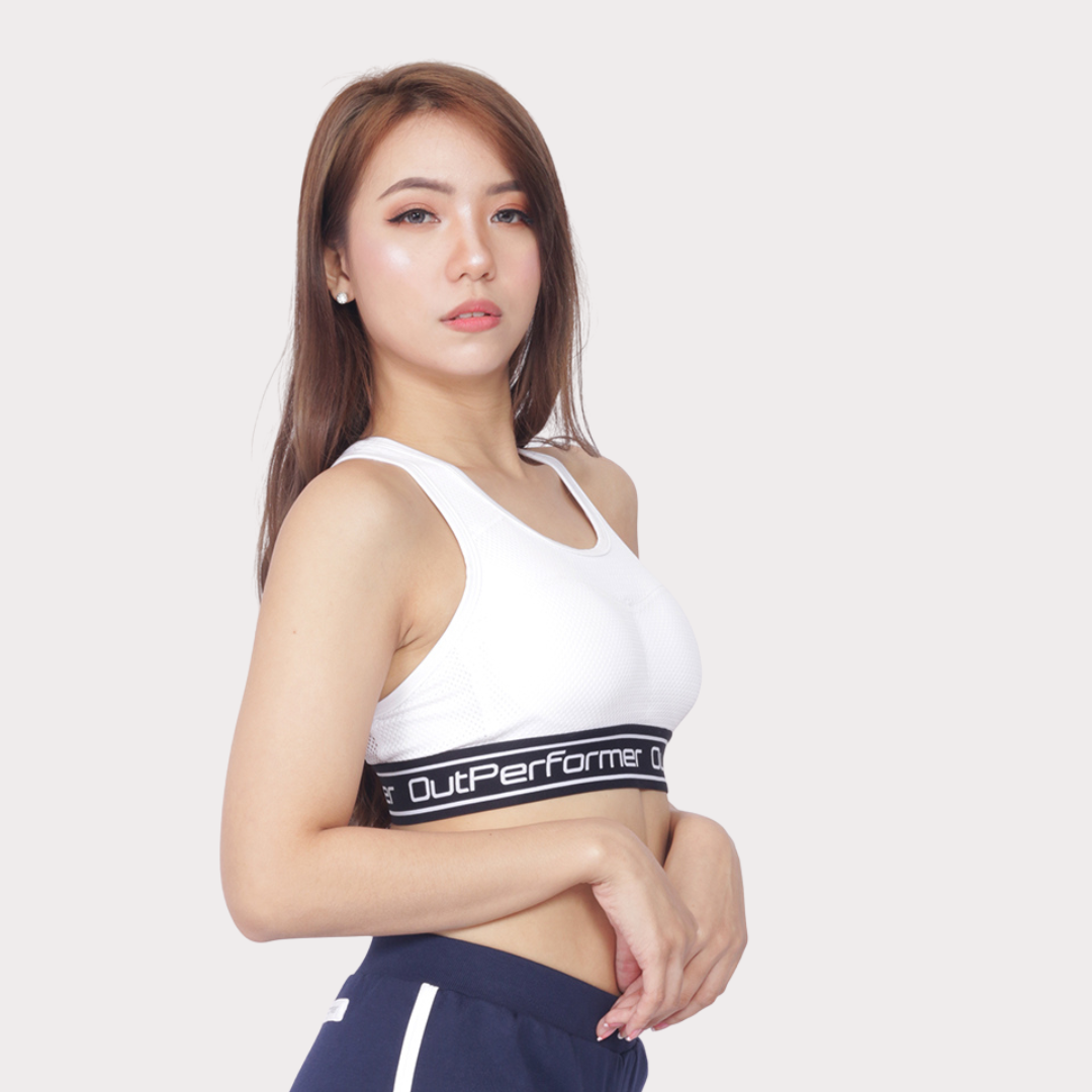 Sports Bra Activewear / Sportswear - Women's Medium Support Mesh Bra - S / White - Outperformer