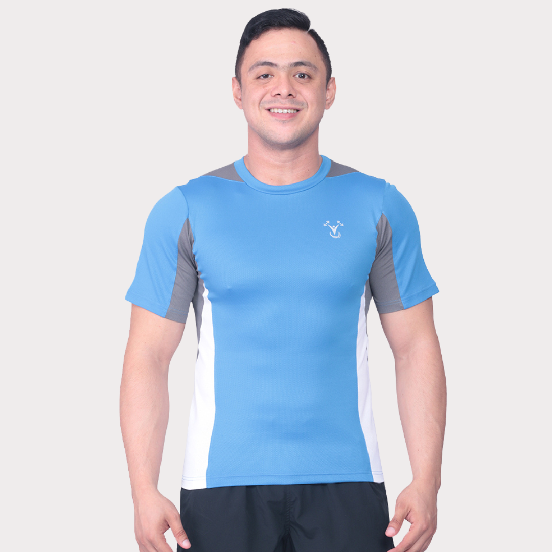 Short Sleeve Activewear / Sportswear - Men's Color Block T-Shirt - S / Sports Blue - Outperformer