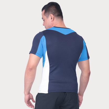 Short Sleeve Activewear / Sportswear - Men's Color Block T-Shirt - S / Xavier Navy- Outperformer