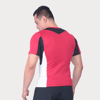 Short Sleeve Activewear / Sportswear - Men's Color Block T-Shirt - S / Rocket Red - Outperformer