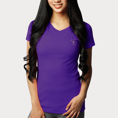 Short Sleeve Activewear / Sportswear - Women's Classic V-Neck Shirt - S / Violet - Outperformer