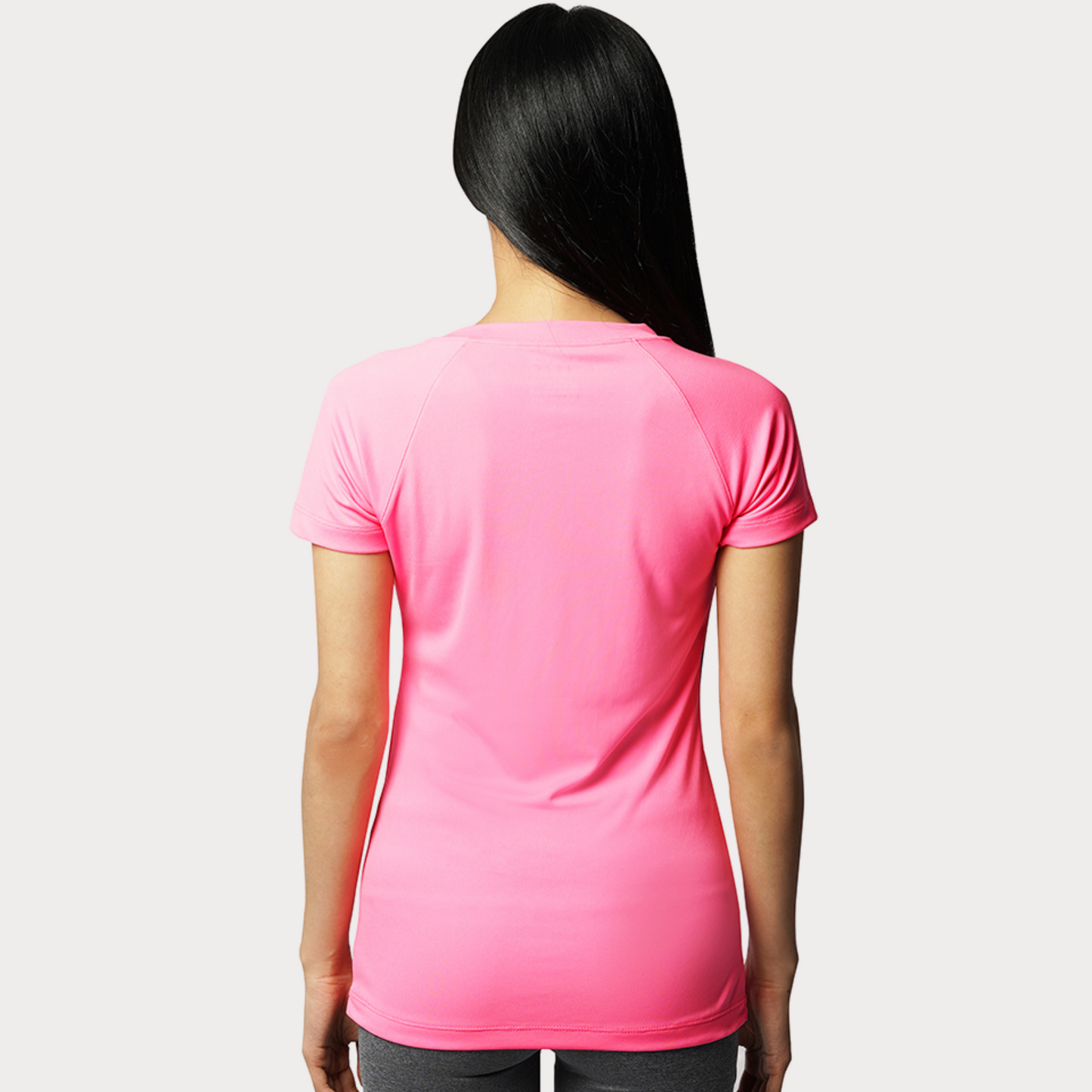 Short Sleeve Activewear / Sportswear - Women's Classic V-Neck Shirt - S / Washed Neon Pink - Outperformer