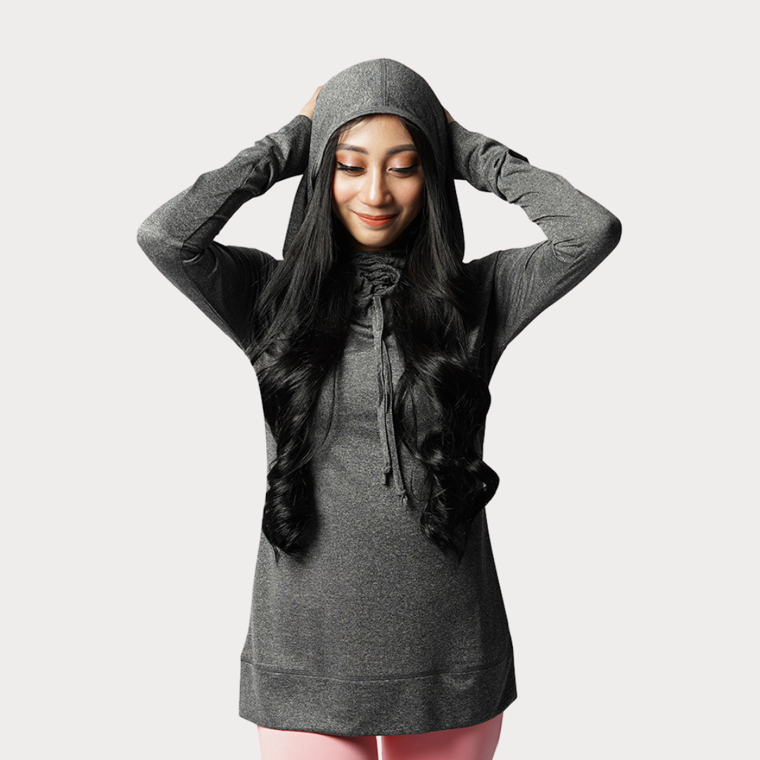 Hoodie Activewear / Sportswear - Women's Lite Long Sleeve Hoodie - S / Ebony Heather - Outperformer