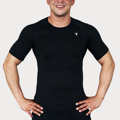 Compression Activewear / Sportswear - Men's Short Sleeve Compression Tee - S / Ebony - Outperformer