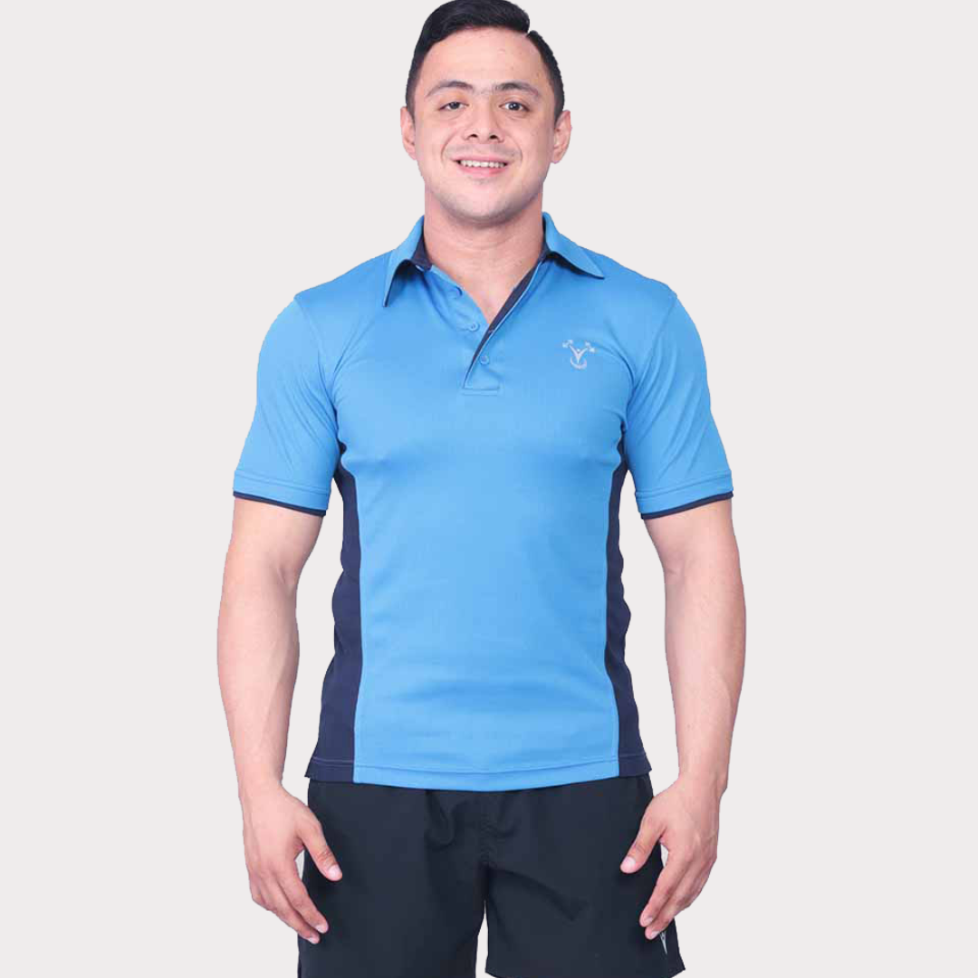 Polo Shirt Activewear / Sportswear - Men's Textured Polo Shirt - S / Navy - Outperformer