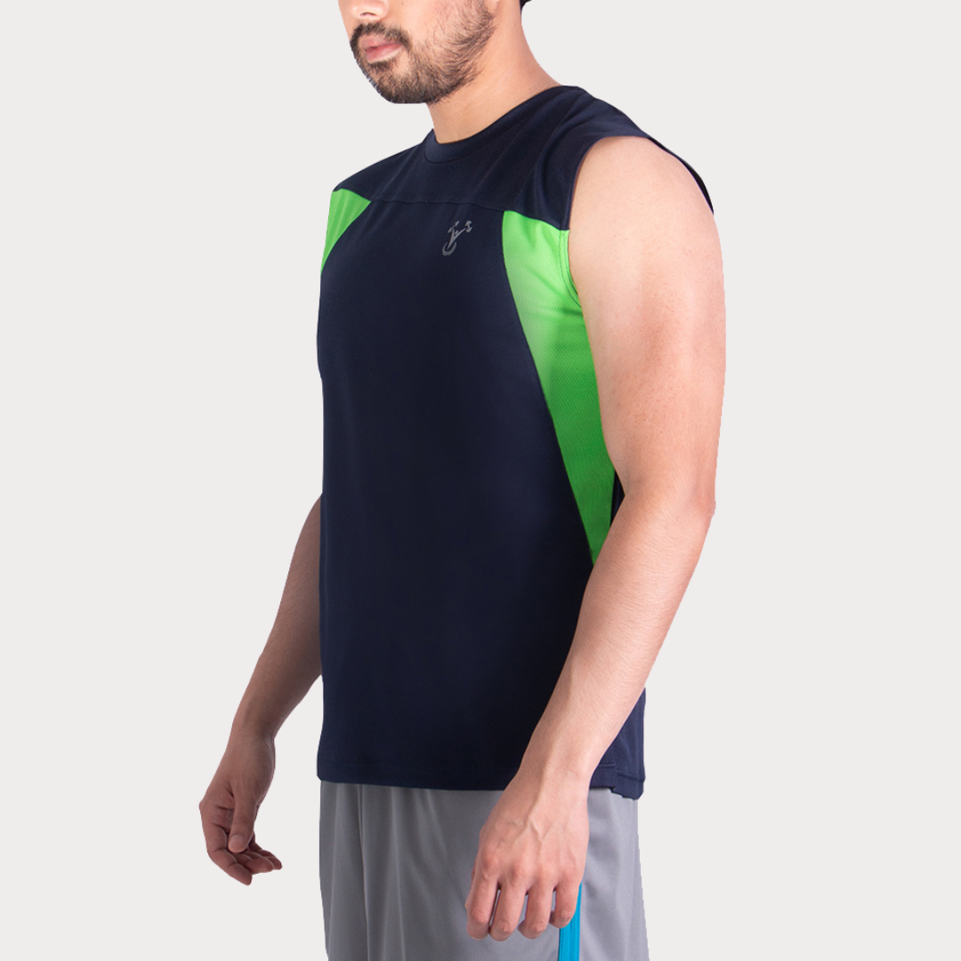 Sleeveless & Tank Activewear / Sportswear - Men's Wide Shoulder Muscle Tee - S / Xavier Navy - Outperformer