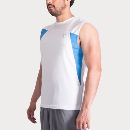 Sleeveless & Tank Activewear / Sportswear - Men's Wide Shoulder Muscle Tee - S / White - Outperformer