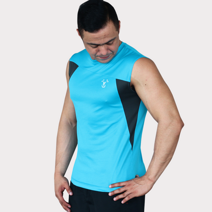 Sleeveless & Tank Activewear / Sportswear - Men's Wide Shoulder Muscle Tee - S / Electric Blue - Outperformer