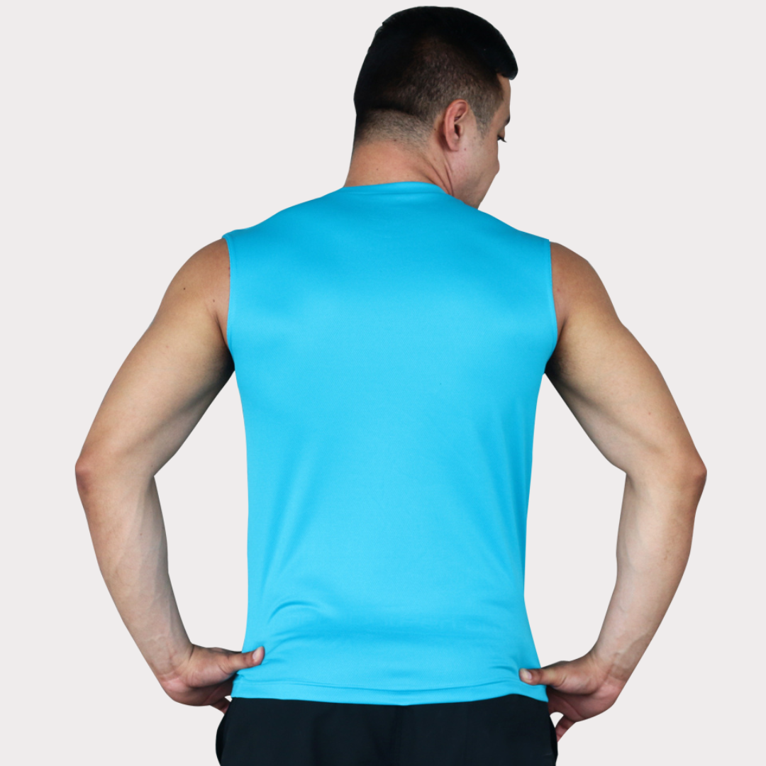 Sleeveless & Tank Activewear / Sportswear - Men's Wide Shoulder Muscle Tee - S / Electric Blue - Outperformer