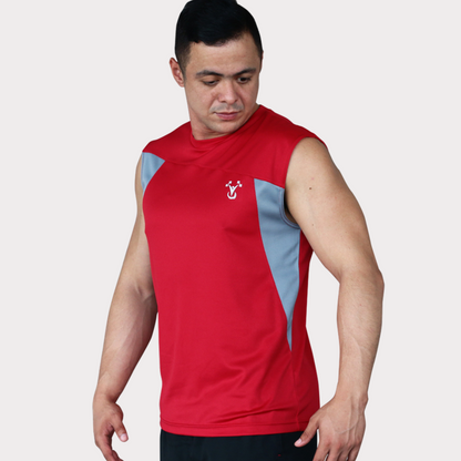 Sleeveless & Tank Activewear / Sportswear - Men's Wide Shoulder Muscle Tee - S / Rocket Red - Outperformer