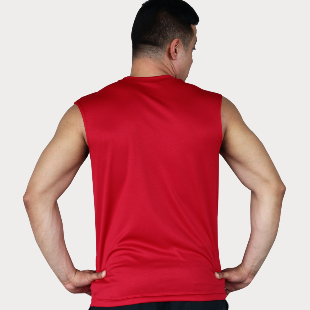 Sleeveless & Tank Activewear / Sportswear - Men's Wide Shoulder Muscle Tee - S / Rocket Red - Outperformer