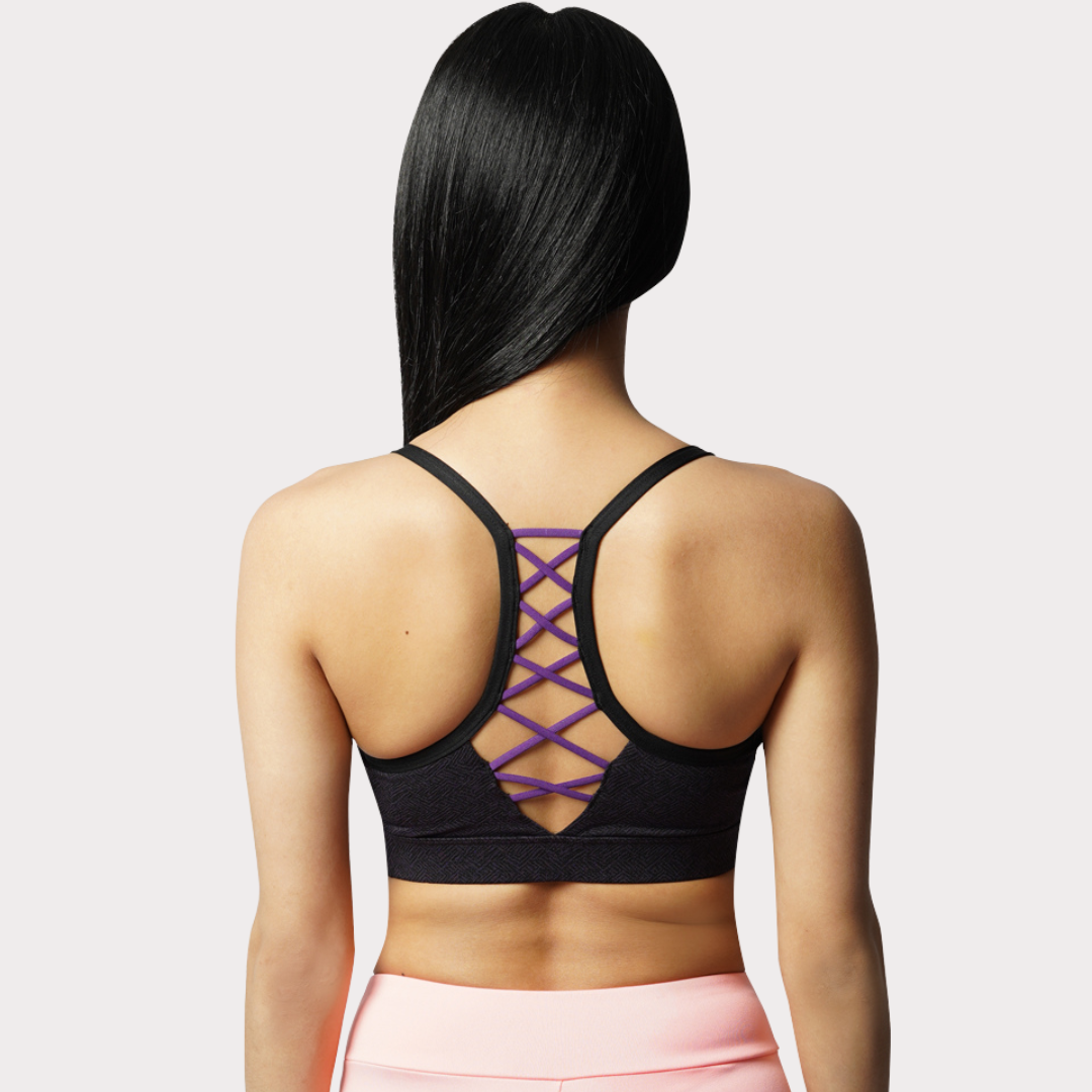 Sports Bra Activewear / Sportswear - Women's Medium Support Crisscross Bra - S / Purple - Outperformer