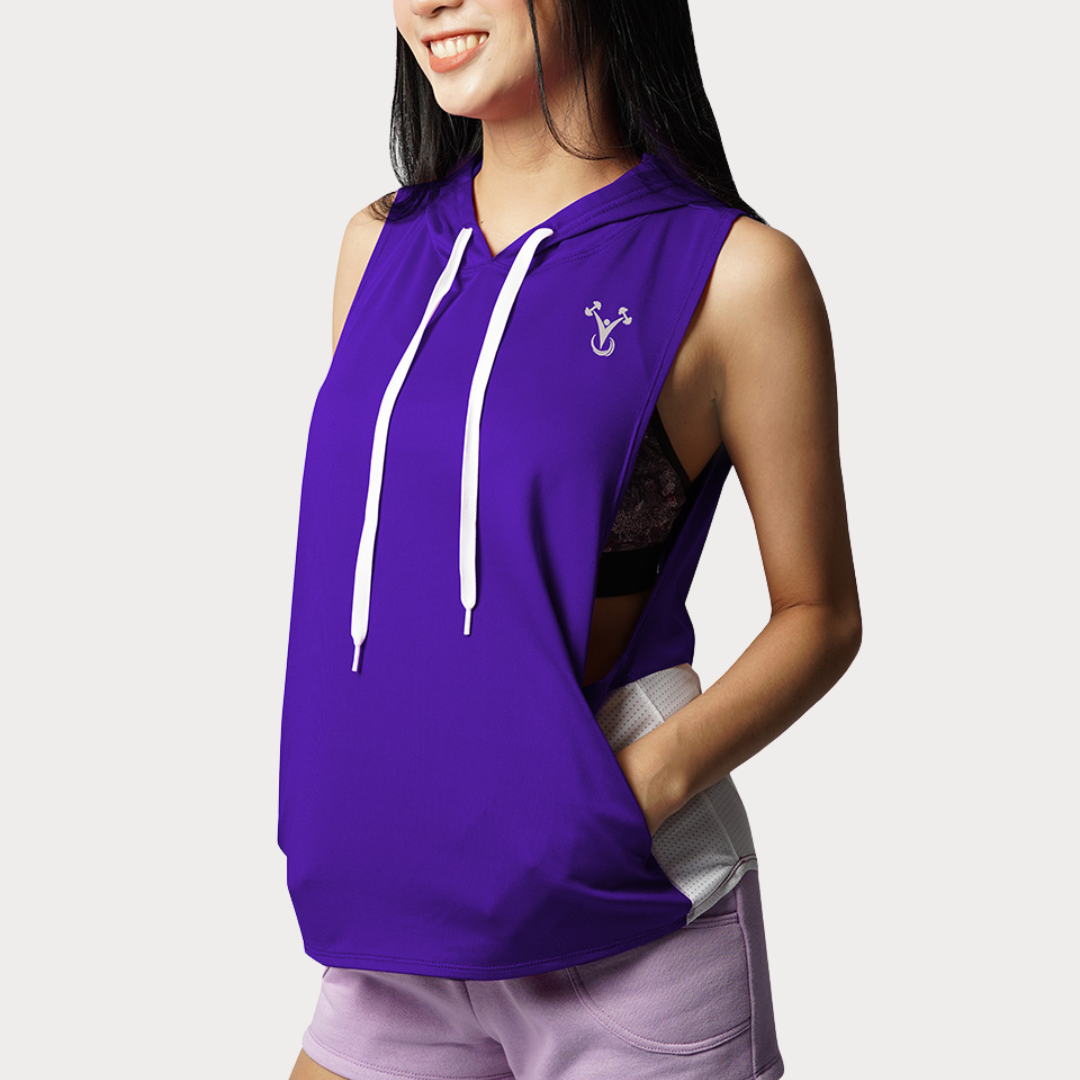 Hoodie Activewear / Sportswear - Women's Lite Sleeveless Hoodie - S / Purple PR - Outperformer