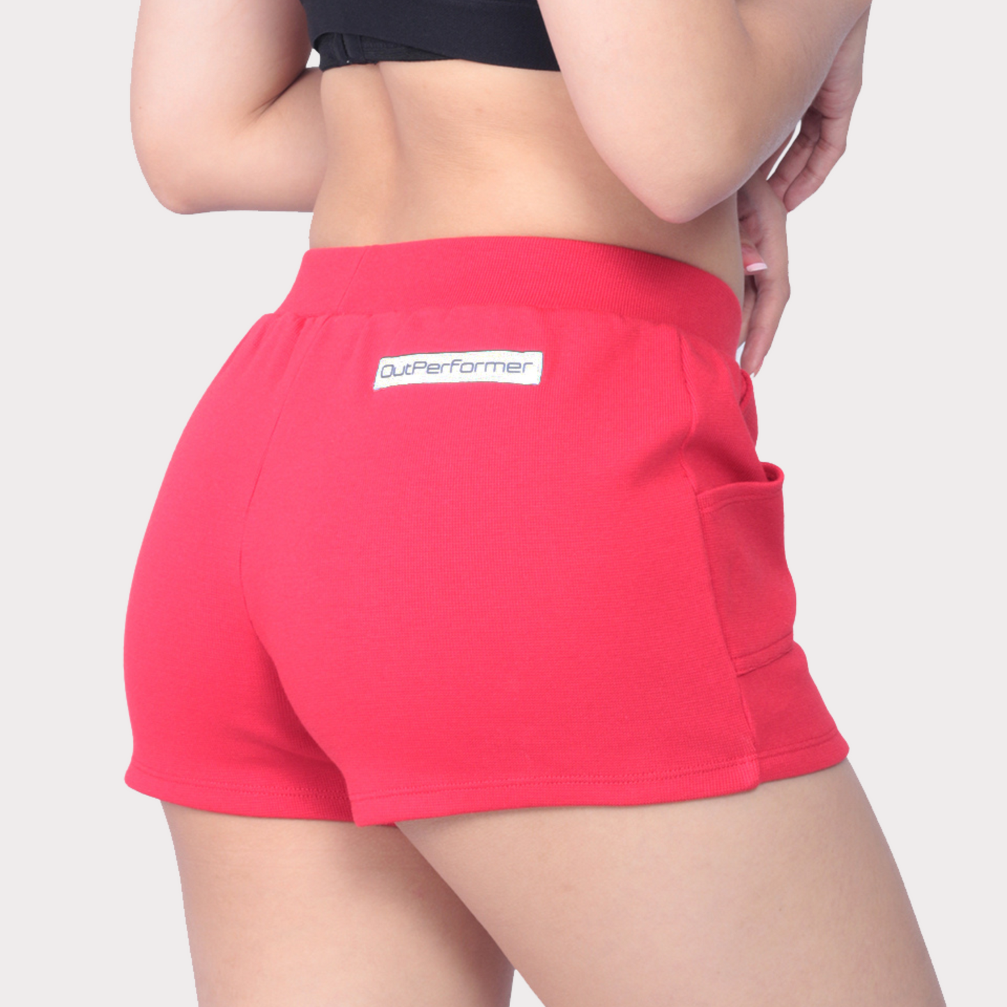 Women's Shorts Activewear / Sportswear - Women's Mini Ribbed Shorts - S / Red - Outperformer