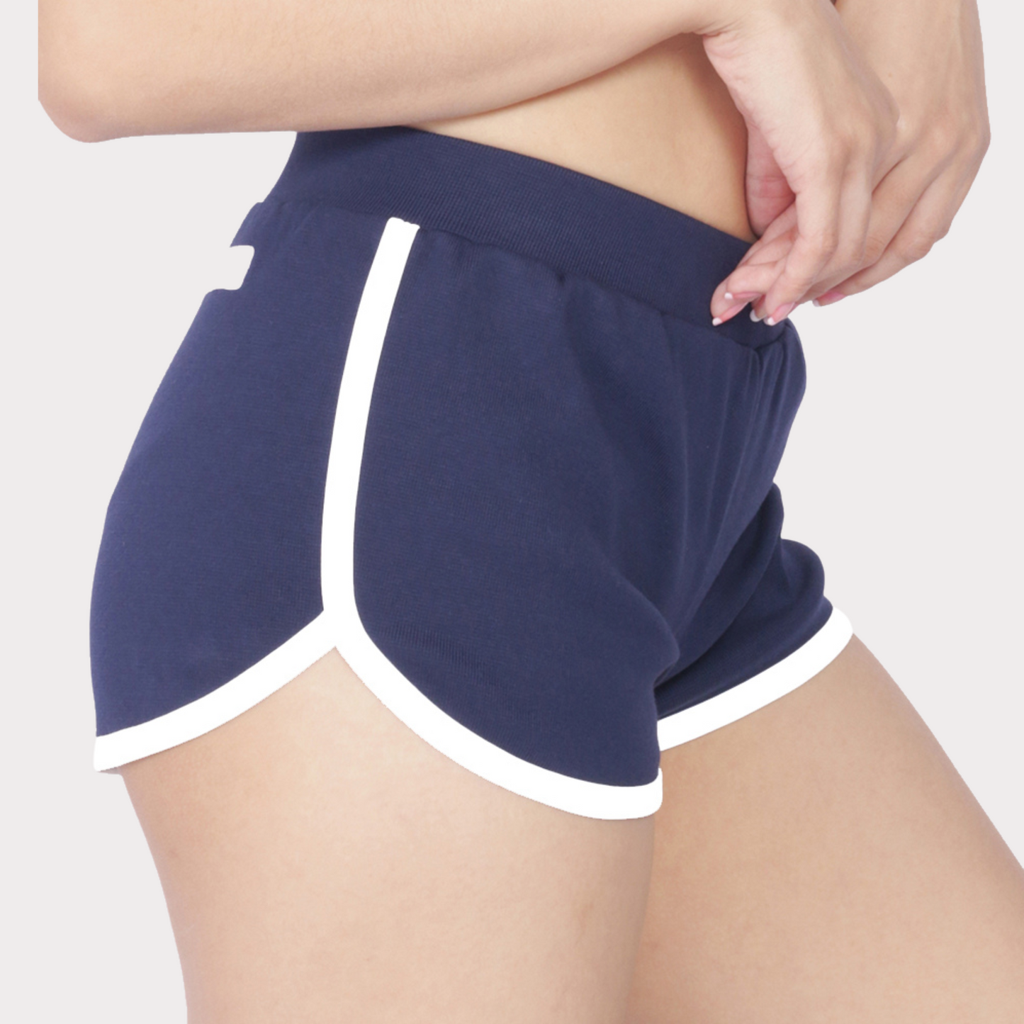 Women's Shorts Activewear / Sportswear - Women's Dolphin Ribbed Shorts - S / Navy - Outperformer