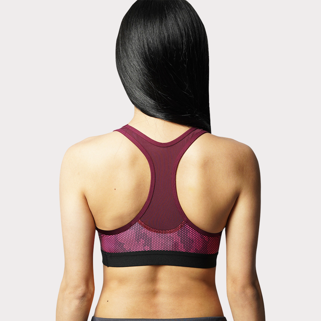 Sports Bra Activewear / Sportswear - Women's Medium Support Power Mesh Racerback Bra - S / Berry Purple - Outperformer