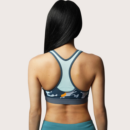 Sports Bra Activewear / Sportswear - Women's Medium Support Power Mesh Racerback Bra - S / Caste Teal - Outperformer